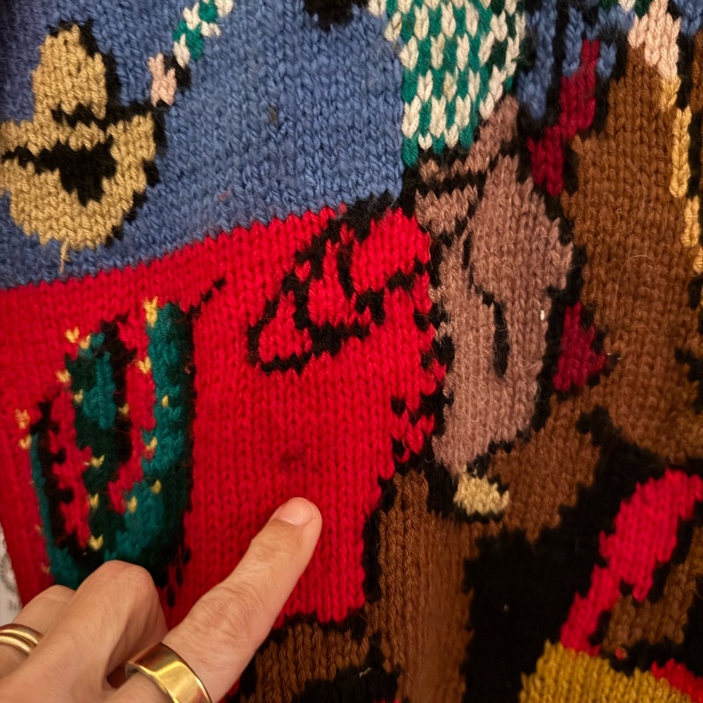 Vintage Rodeo bucking bronco bull cowboy sweater turtleneck S M - Picture 5 of 5